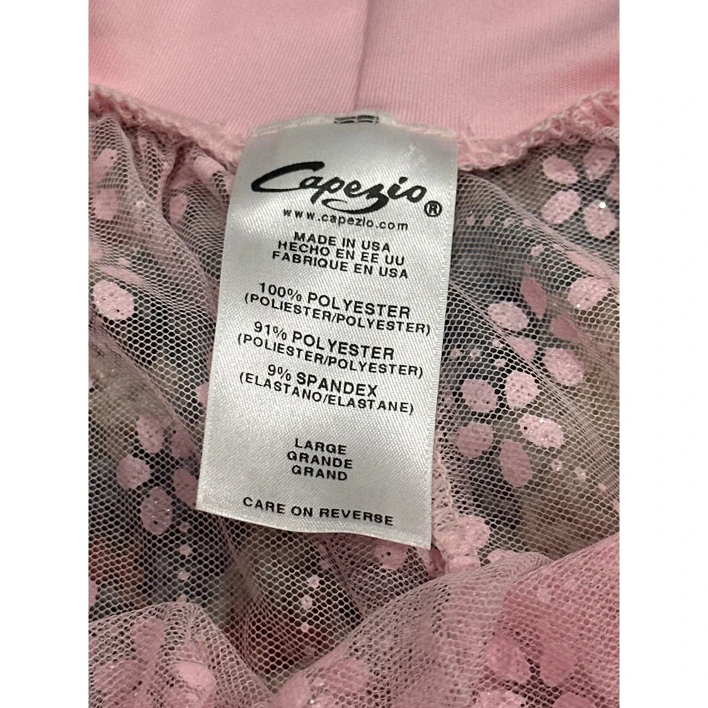 Capezio Dance Skirt Girls Large Pink Glitter Floral Ruffle Ballet EUC